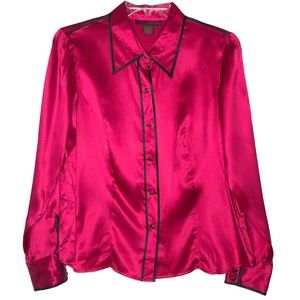 CRANBERRY SILK BUTTON DOWN BLOUSE